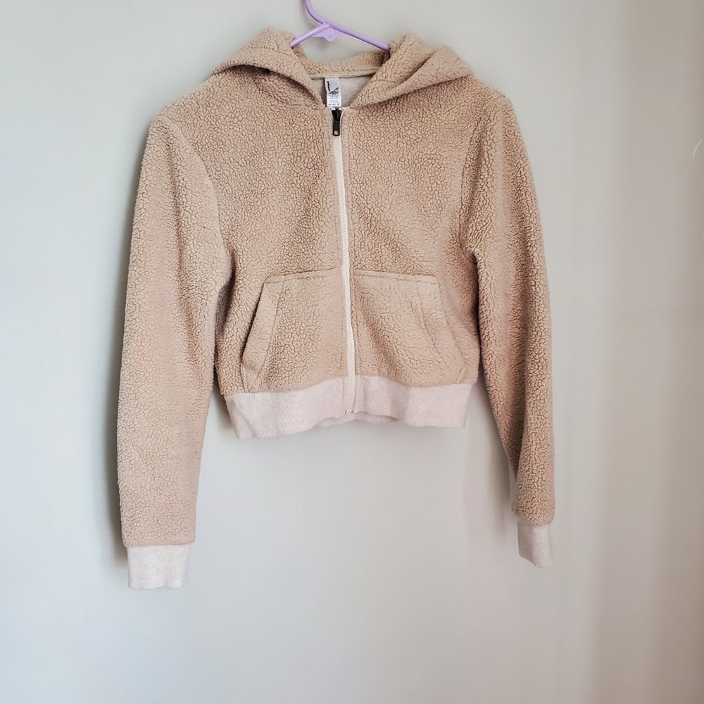 Cream Color American Apparel Cropped Sherpa Zip-Up